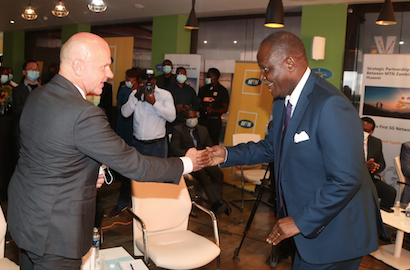 L-R: MTN Zambia CEO Bart Hofker - Minister of Technology and Science, Honourable Felix Mutati