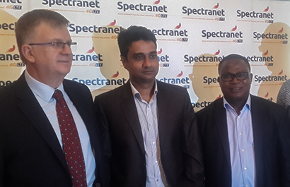 Spectranet's David Venn, Davendra Singh and Mike Ogor in Lagos