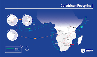 Paratus African Footprint:_New Link Activated From Maputo to Johannesburg (Blue)