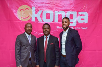 Konga Chairman Olusiji Ijogun (middle) with dual CEOs Nick Imudia (left) and Prince Nnamdi Ekeh  